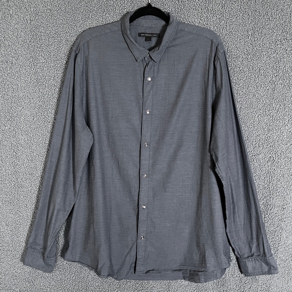 John Varvatos USA Cotton Chambray Snap Button Long Sleeve Shirt - Men's Size XL - Picture 1 of 7